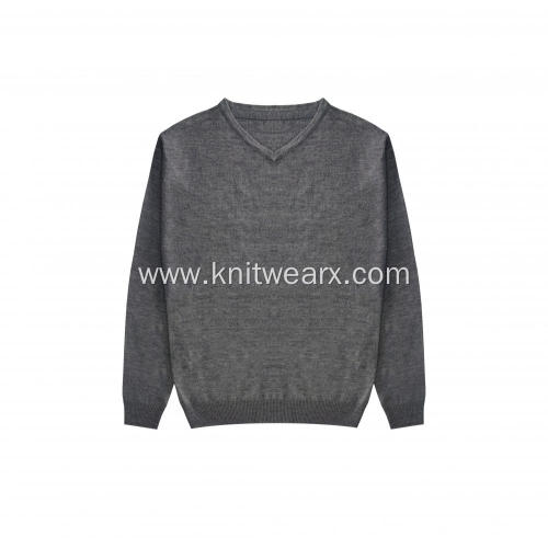 Men's Knitted V-neck Wool Acrylic Pullover